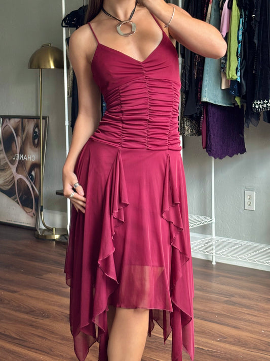Nikki Mae 90's Ruched Asymmetric Dress | Size M