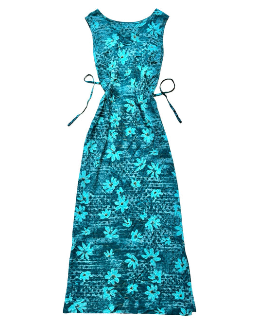 Blue Floral 90’s Maxi Dress | Size M