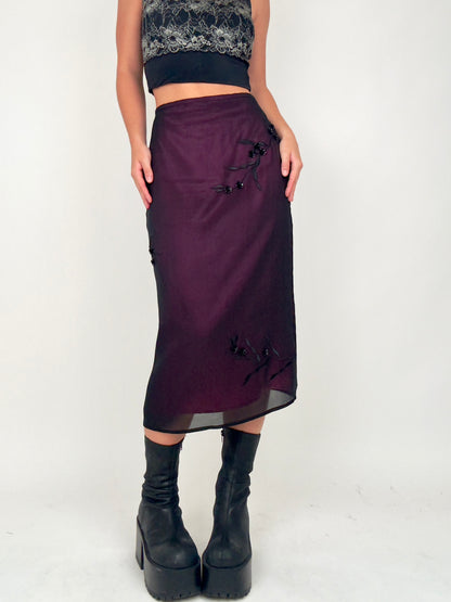 Beaded Silk Midi | Size 30” waist