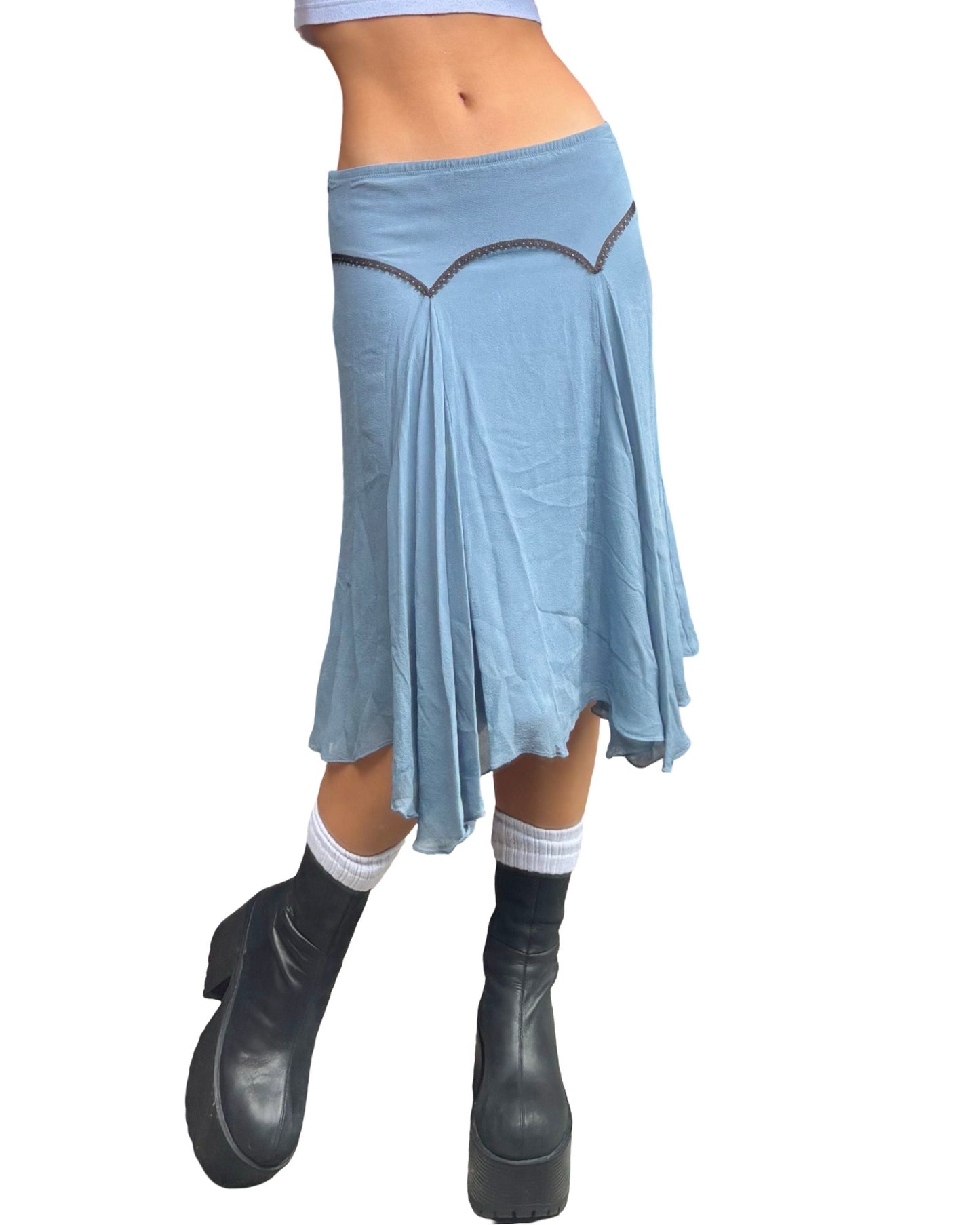Blue 00’s Asymmetric Skirt | Size 31” waist