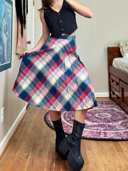 Plaid 70's Skirt | Size 25" Waist