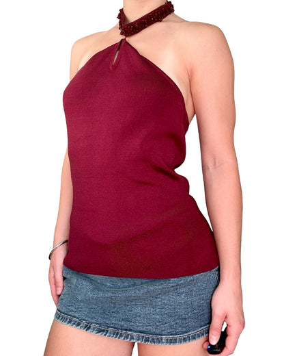 Ann Taylor 90’s Beaded Halter Top | Size S/M