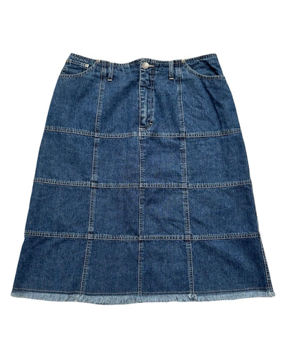Stitched 00's Denim Midi Skirt | Size 30" Waist