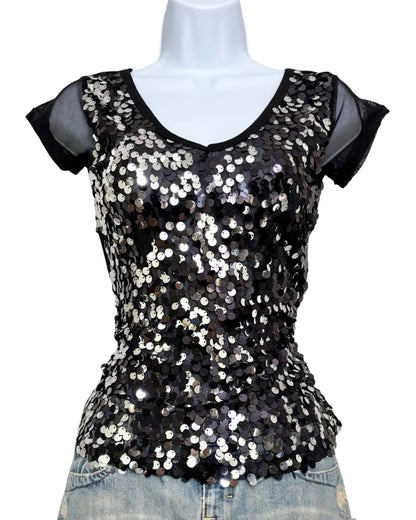 Mesh 00's Sequin Tee | Size XS