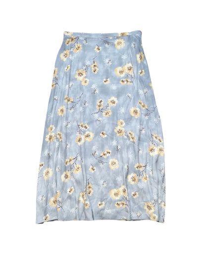 Blue Floral 90’s Maxi Skirt | Size 29” waist