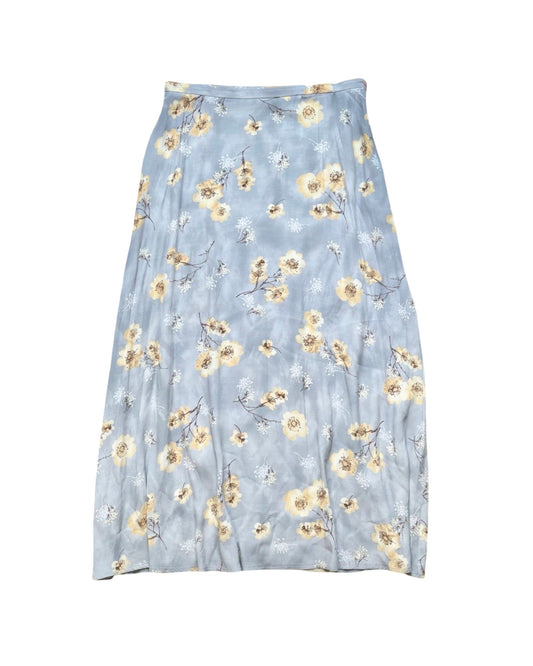 Blue Floral 90’s Maxi Skirt | Size 29” waist