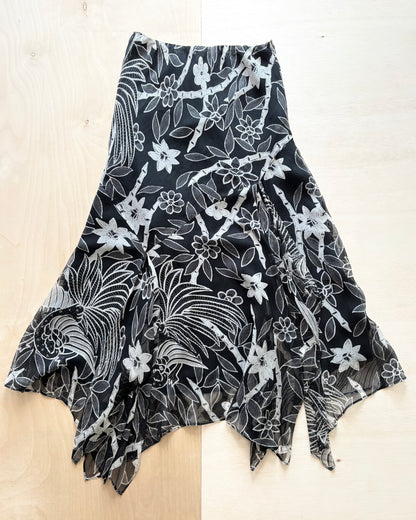 Floral Asymmetric Y2K Skirt | Size 24”-32” waist