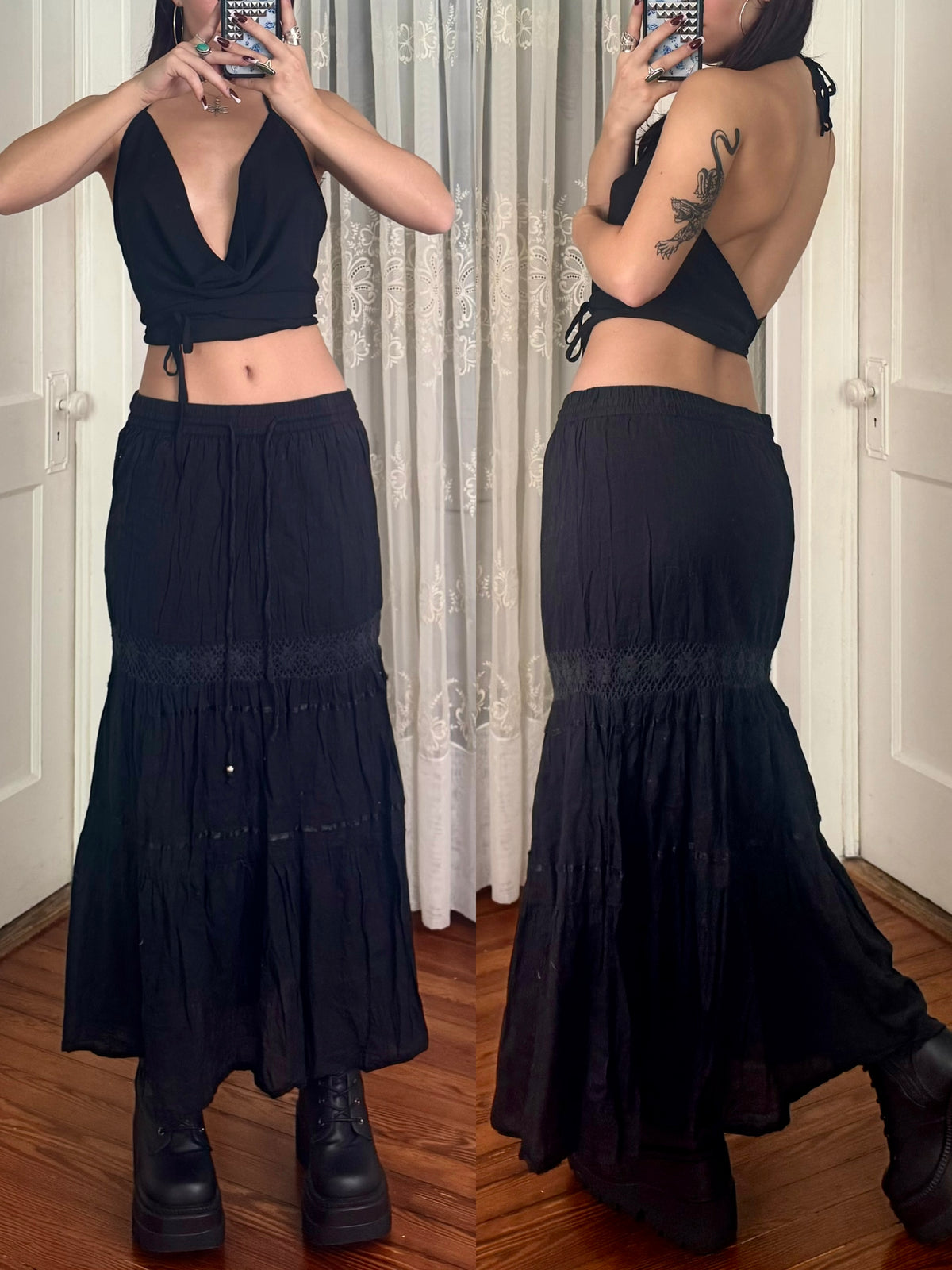 Y2K Cotton Maxi Skirt | Size 30" Waist