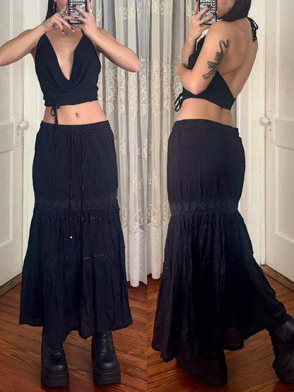 Y2K Cotton Maxi Skirt | Size 30" Waist