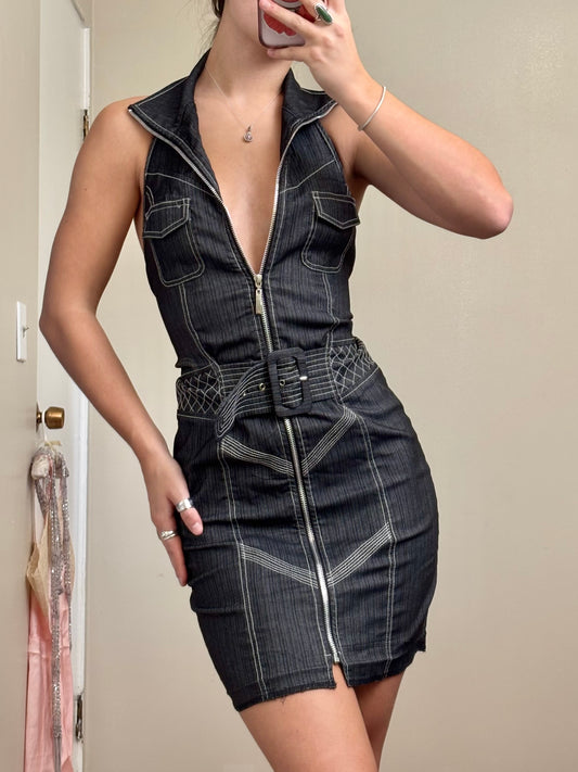 Hera 00's Belted Denim Dress | Size M