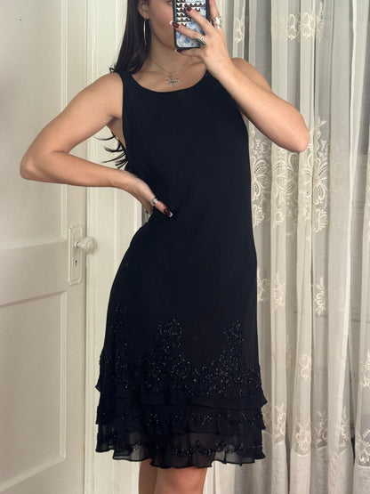 90's Silk Beaded Dress | Size L