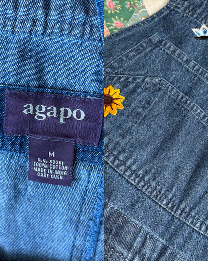 Floral Denim Overalls | Size M