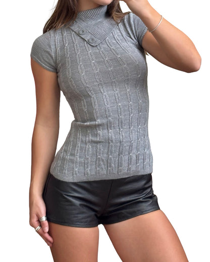00’s Knit Button Tee | Size XS