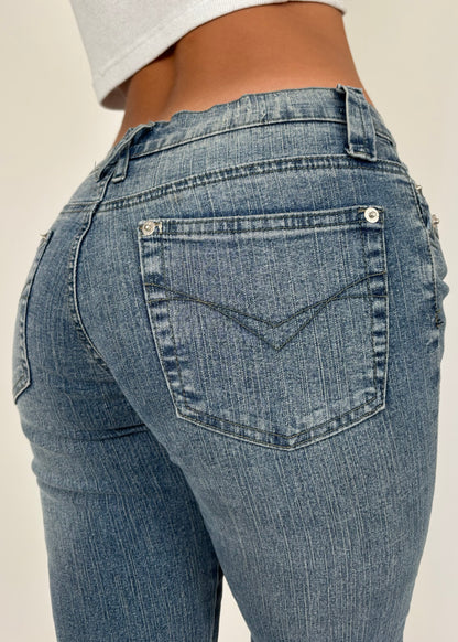 Blue Pointe Lace Flare Jeans | Size 27” waist