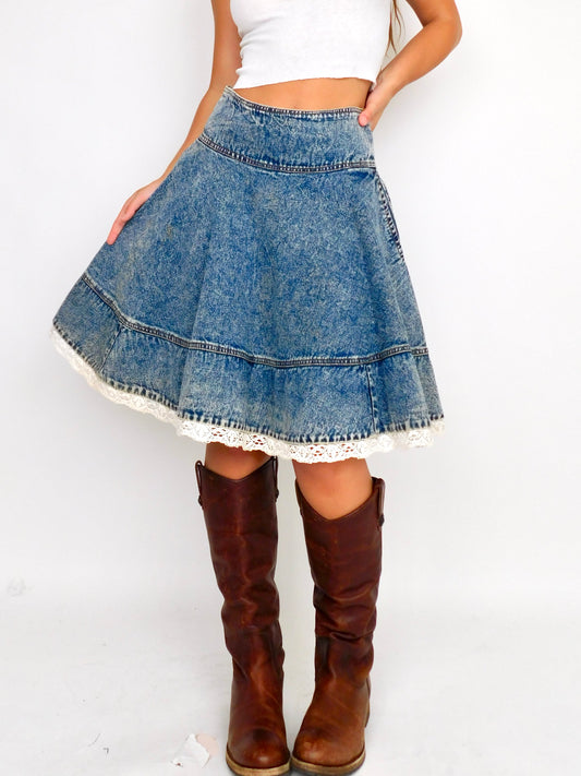 Laurie Denim Midi | Size 28” waist