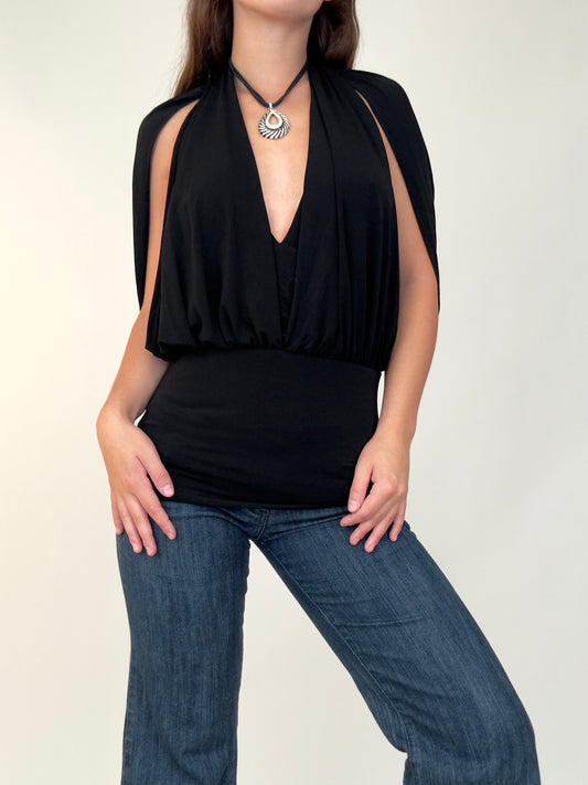 Black Plunge Blouse #2 | Size M