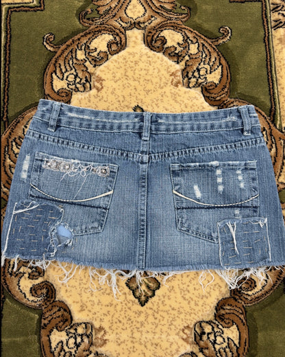 Distressed Denim Mini | Size 30” waist