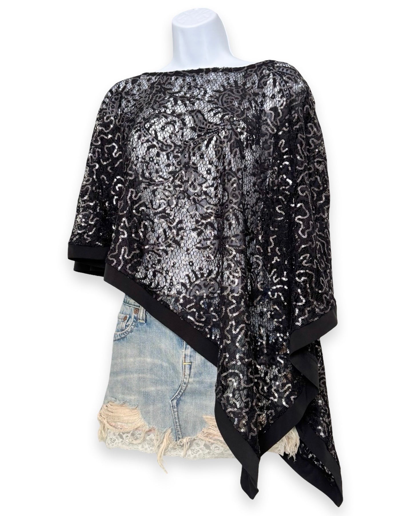 Mesh 00's Sequin Poncho | Sizen OS