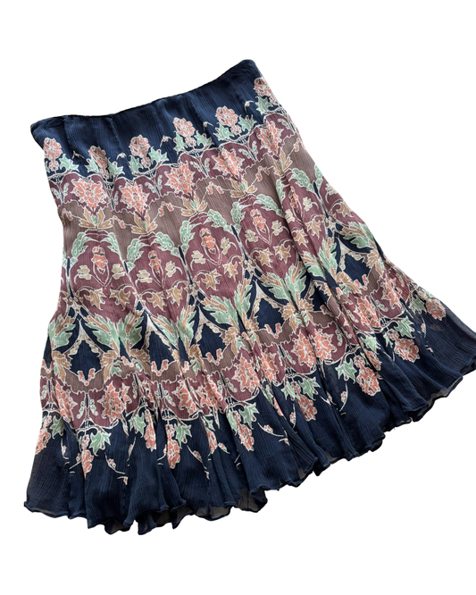Y2K Silk Printed Skirt | Size 32” waist