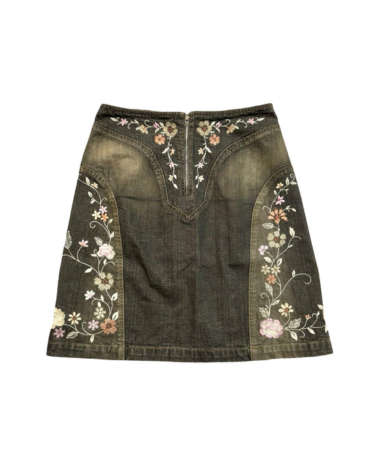 Apostrophe 90's Embroidered Denim Skirt | Size 29" Waist