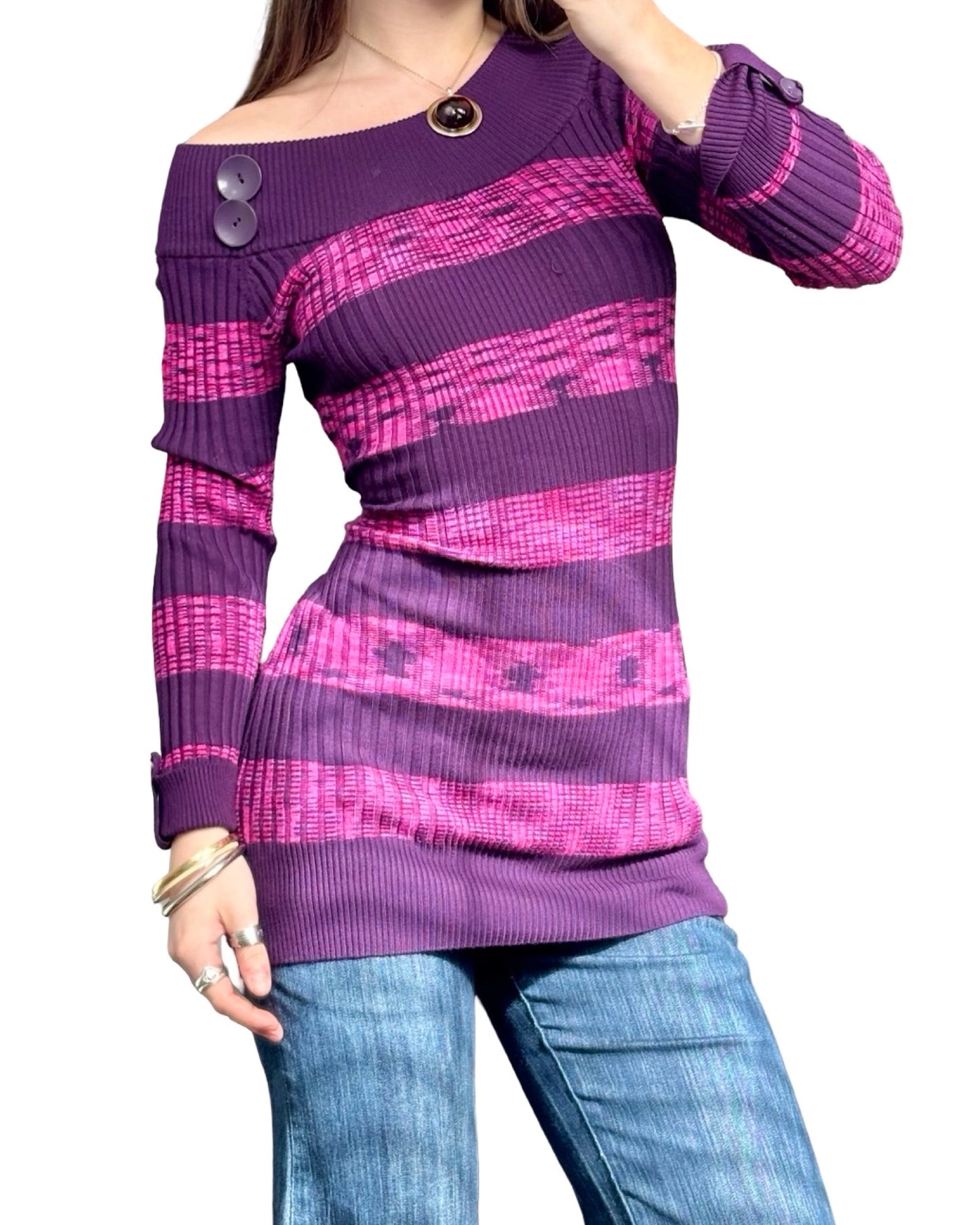 Striped 00's Tie Back Knit | Size L