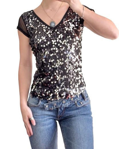 Mesh 00's Sequin Tee | Size XS