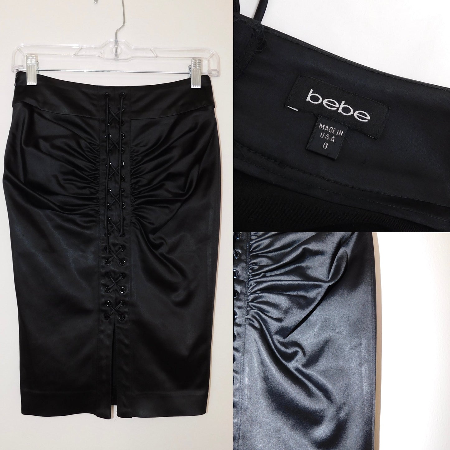 Bebe USA Lace-up Midi Skirt | Size 0
