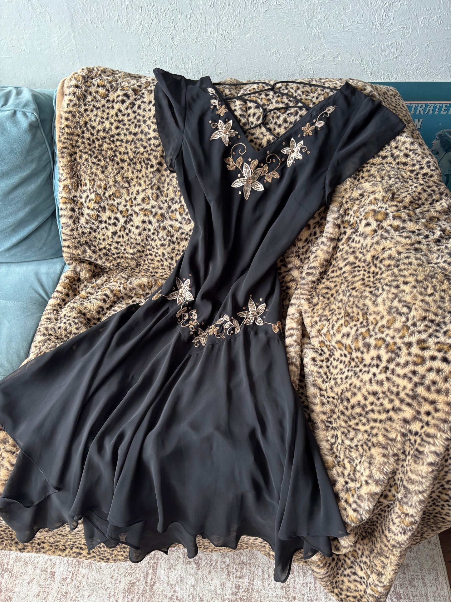 SL Fashions 90's Beaded Dress | Size XL