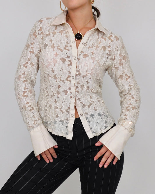 Vintage Cream Button Down | Size M