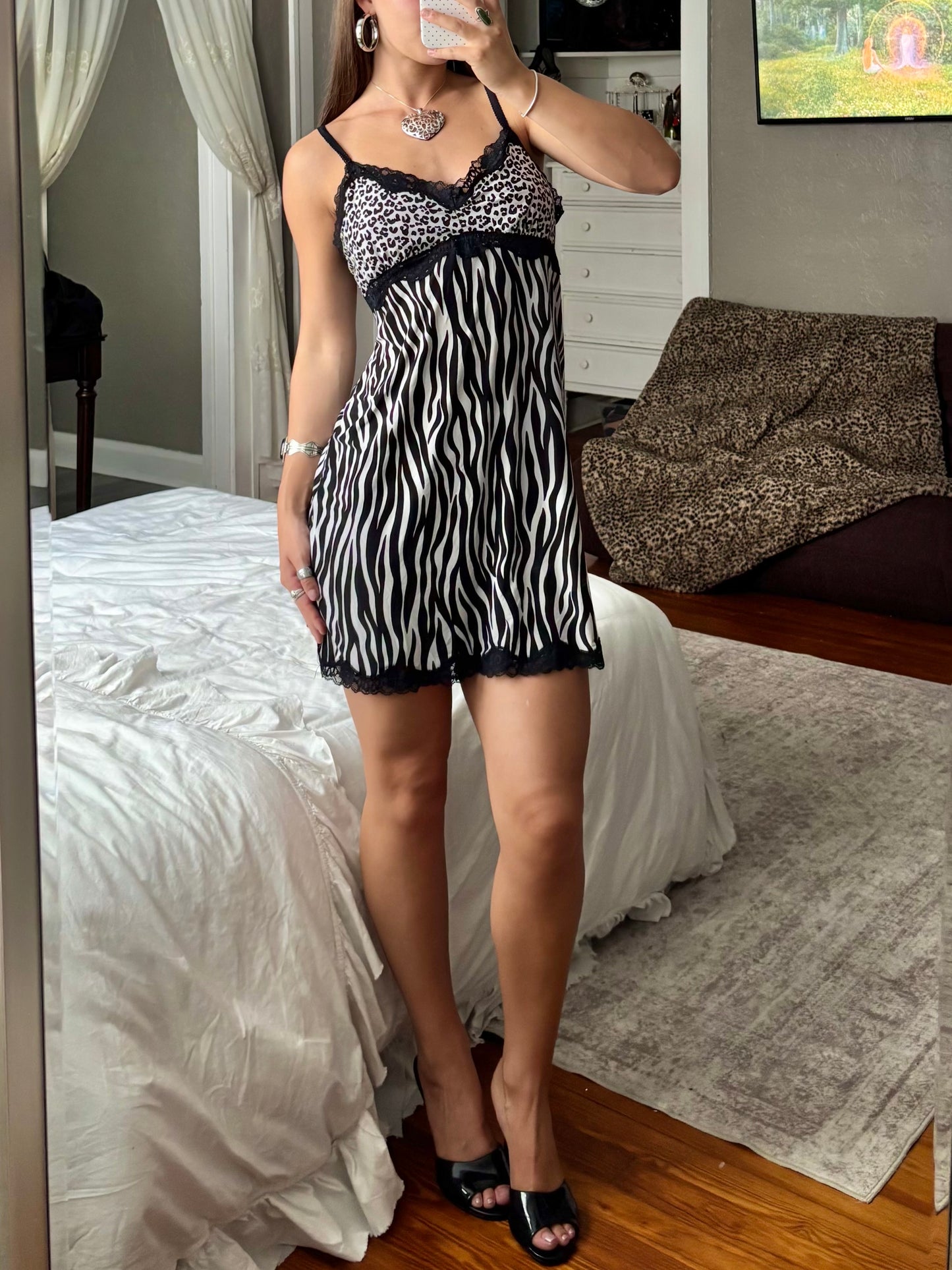 Printed 00’s Slip Dress | Size S