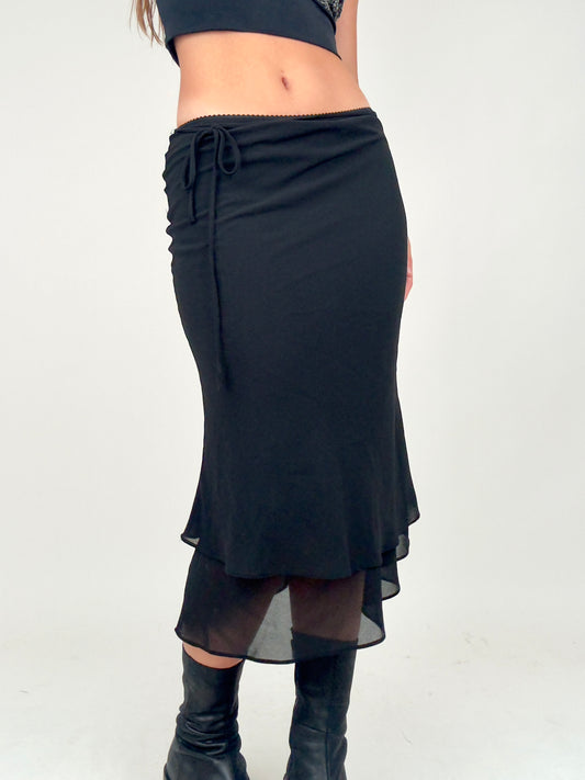 Black Side Tie Midi | Size XS