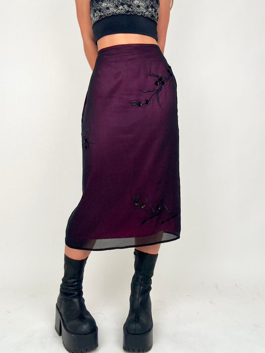 Beaded Silk Midi | Size 30” waist