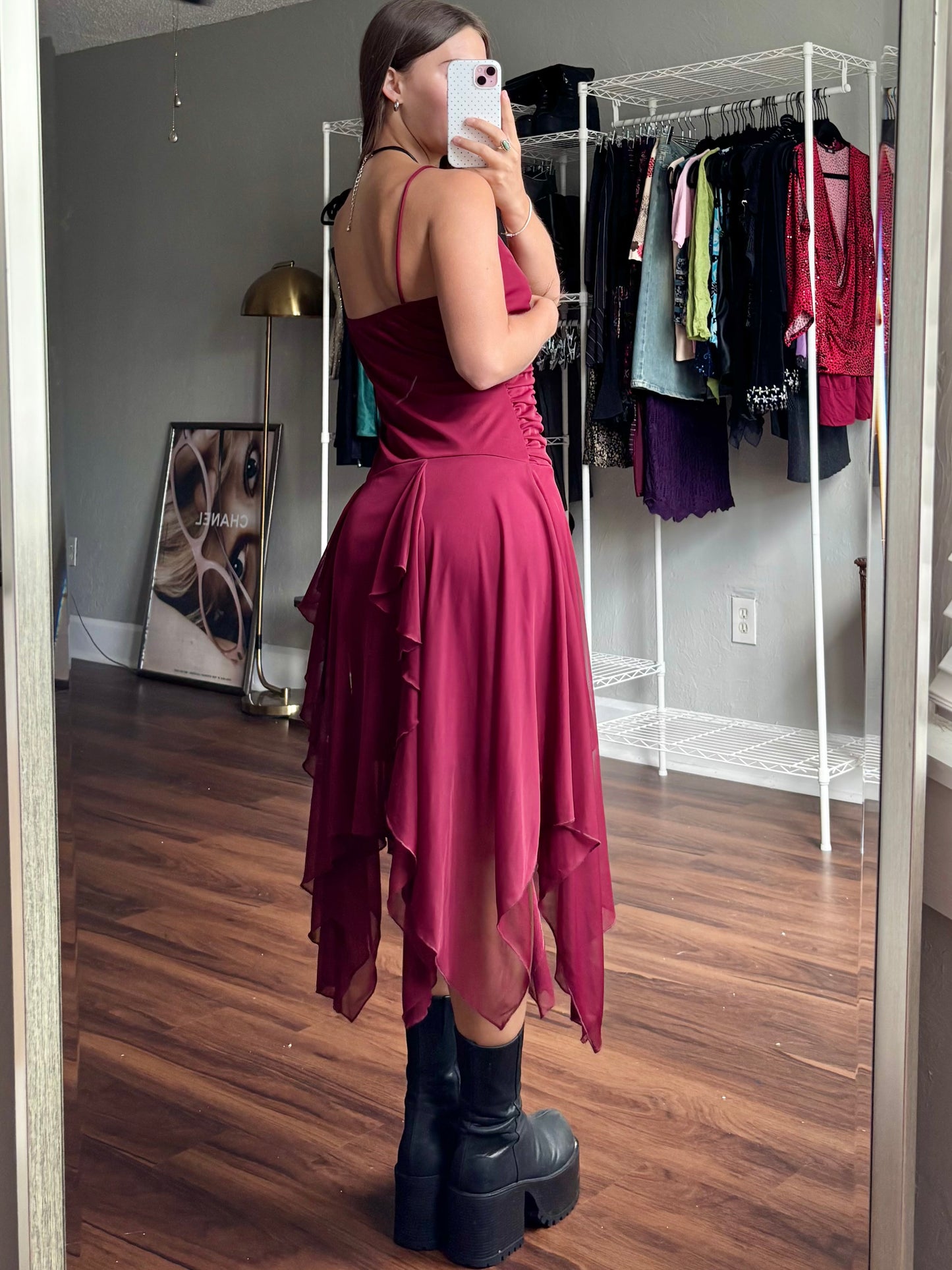 Nikki Mae 90's Ruched Asymmetric Dress | Size M