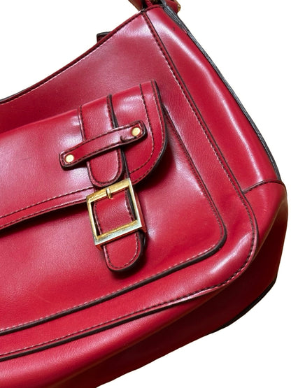 Red 90's Leather Buckle Purse