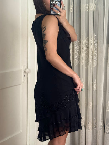 90's Silk Beaded Dress | Size L