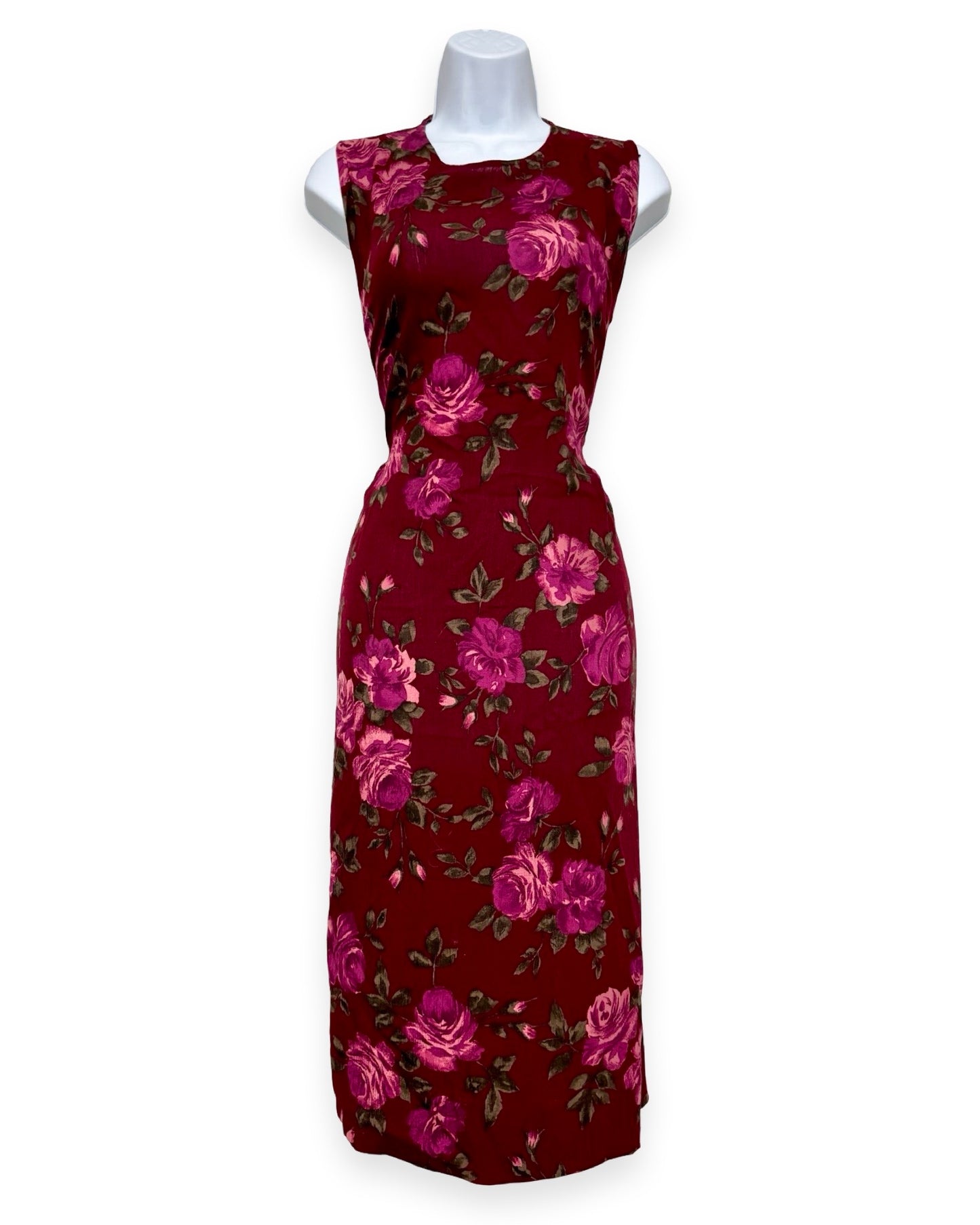 Red 90's Tie Back Midi Dress | Size M