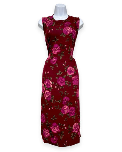 Red 90's Tie Back Midi Dress | Size M