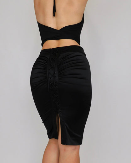 Bebe USA Lace-up Midi Skirt | Size 0