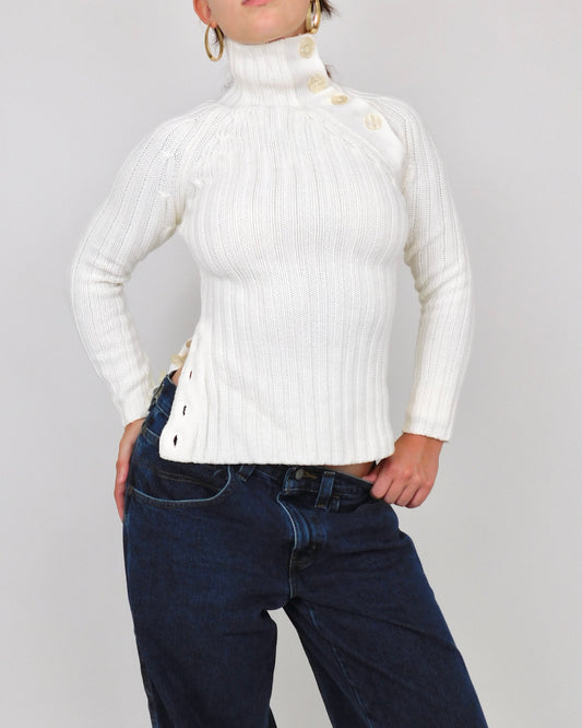 Vintage Asymmetric Button Sweater | Size XS