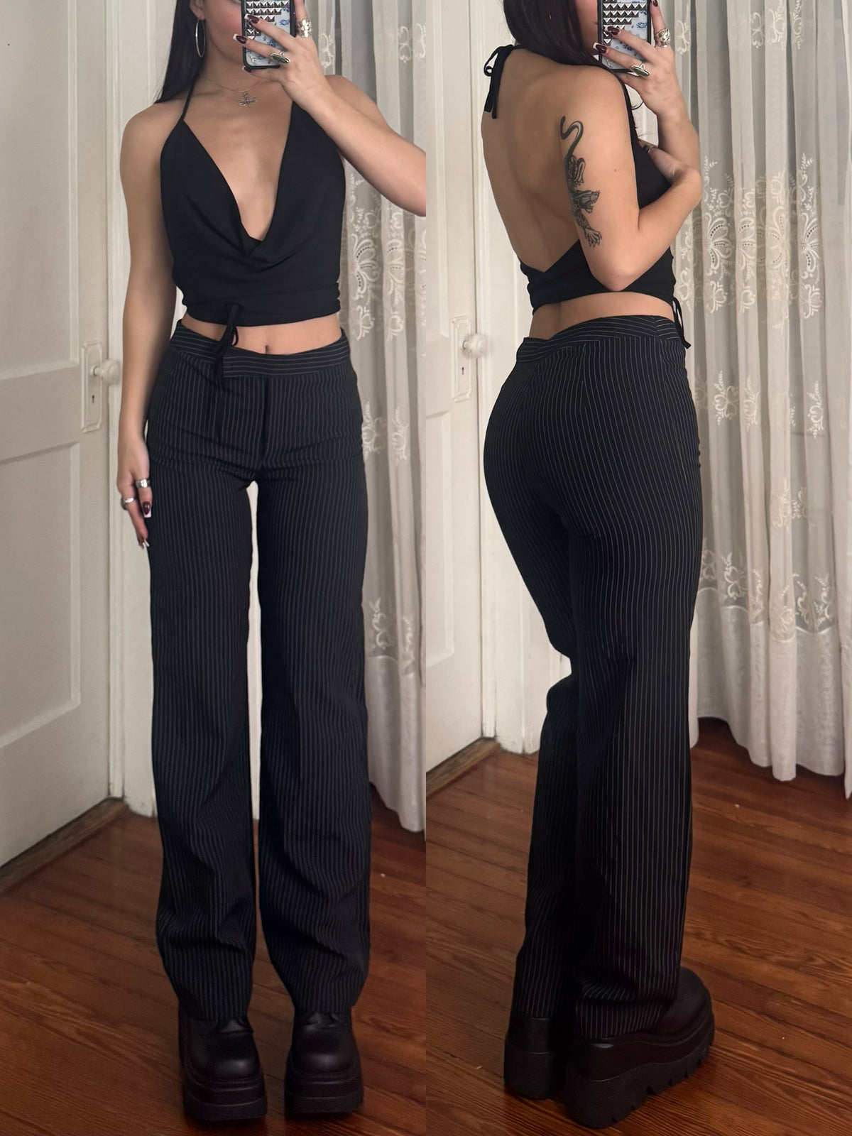 90's Pinstripe Pants | Size 26" Waist