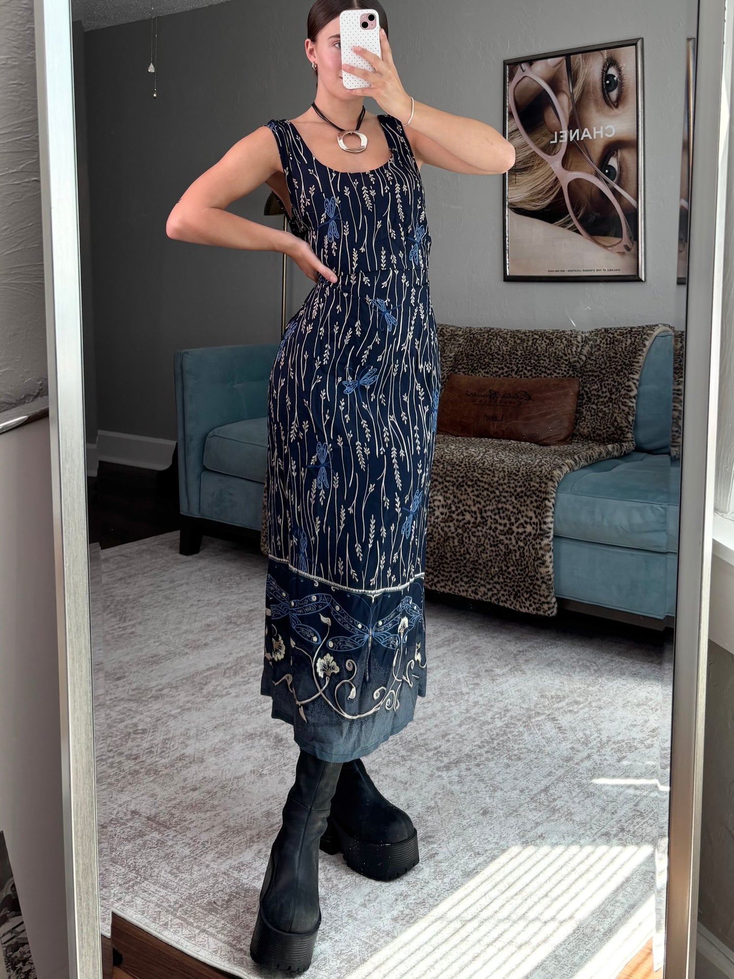 Dragonfly 90's Tie Back Dress | Size XL