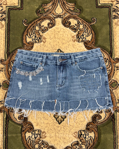 Distressed Denim Mini | Size 30” waist
