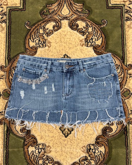 Distressed Denim Mini | Size 30” waist