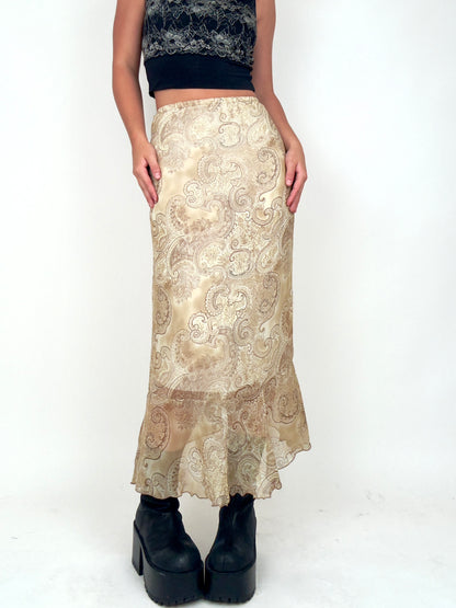 Tan Paisley Maxi | Size 27” waist