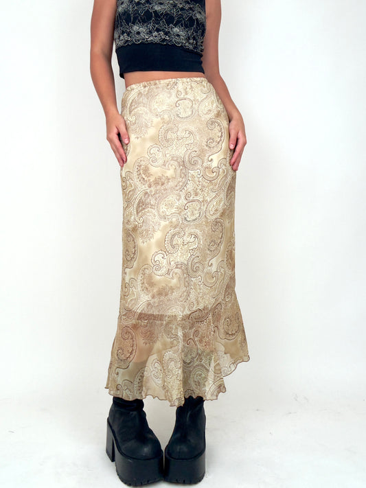 Tan Paisley Maxi | Size 27” waist