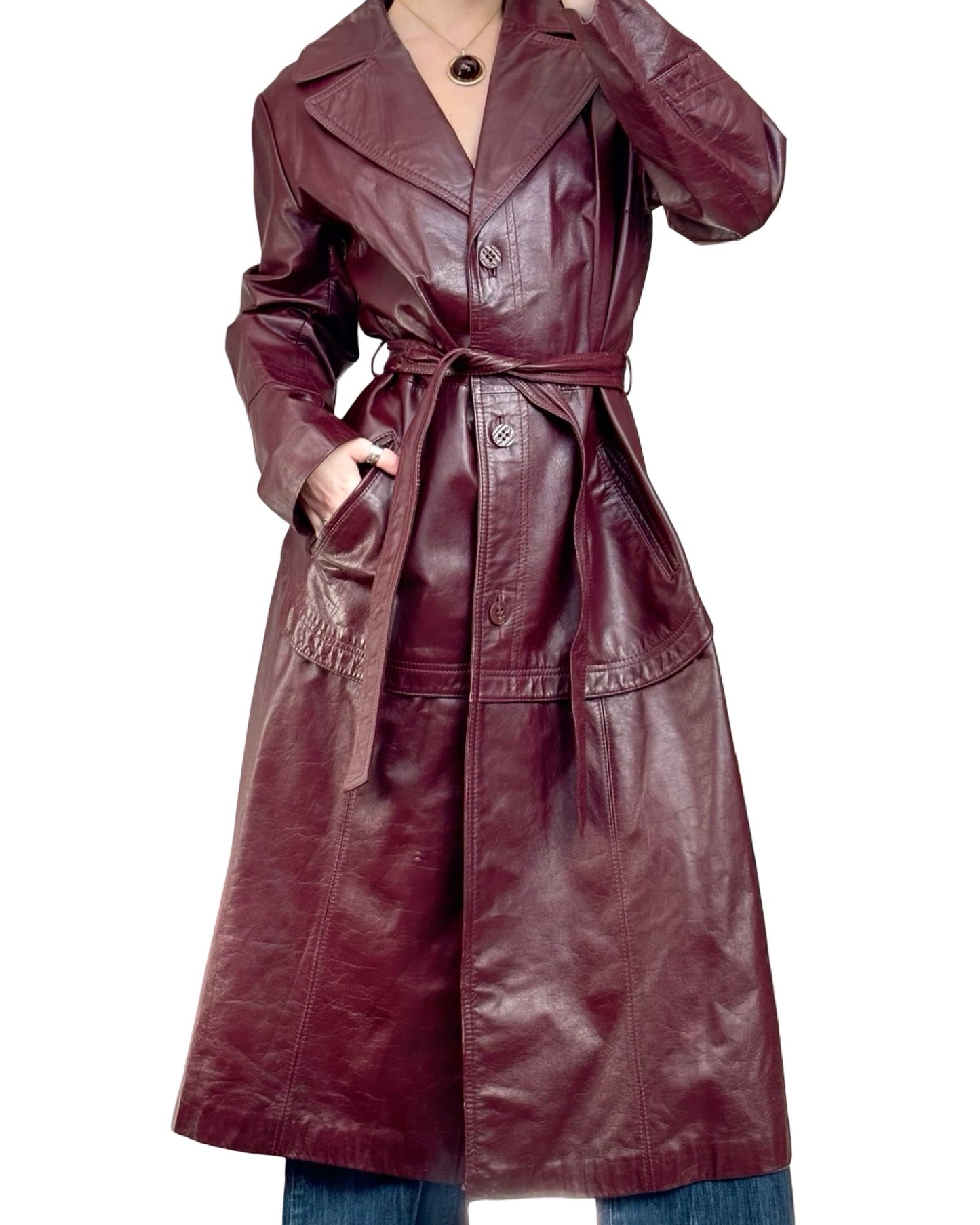 Richard Mann 90's Burgundy Leather Trench | Size 10