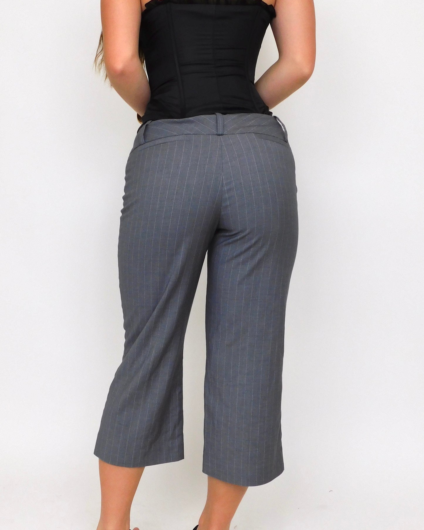 Grey Pinstripe Capris | Size 4