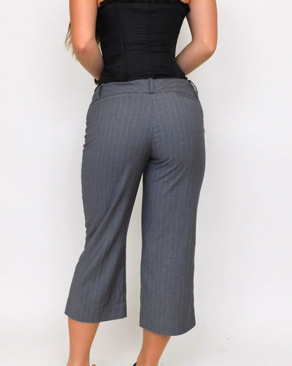 Grey Pinstripe Capris | Size 4