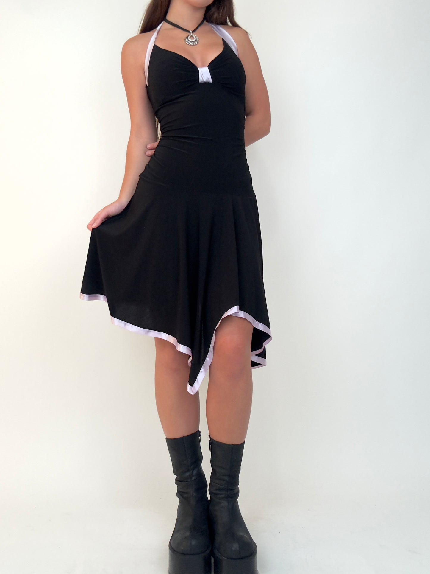 Black Asymmetric Halter Midi | Size S