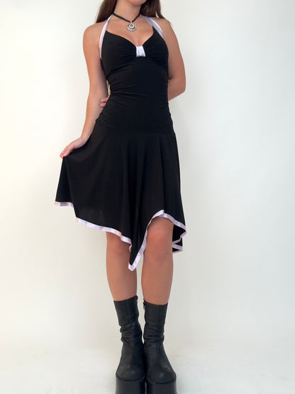 Black Asymmetric Halter Midi | Size S